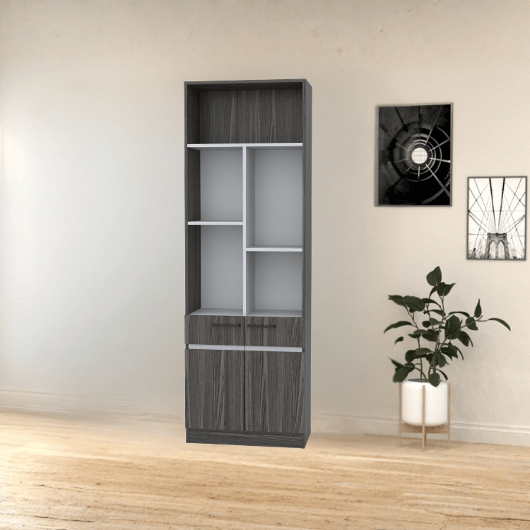 ตู้โชว์อเนกประสงค์ WISDOM DESIGN FURNITURE รุ่น CB-623 60 ซม. สีไลท์เวงเก้/เทา